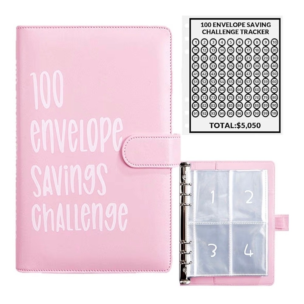 Pink Budget Binder 100 Envelope Savings Challenge One Size New